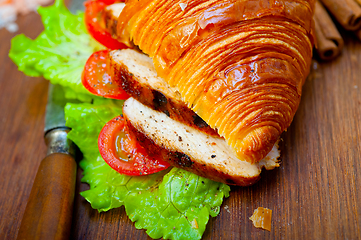 Image showing savory croissant brioche bread with chicken breast