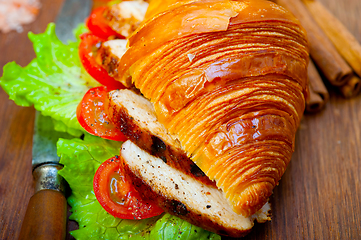 Image showing savory croissant brioche bread with chicken breast