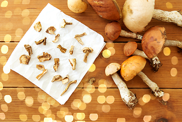 Image showing dried mushrooms on baking paper