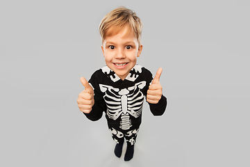 Image showing boy in black halloween costume showing thumbs up