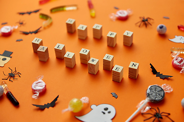 Image showing trick or treat letters and halloween sweets