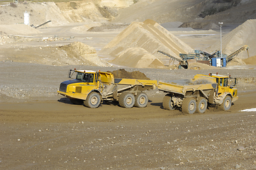 Image showing Yellow dump truck in mine