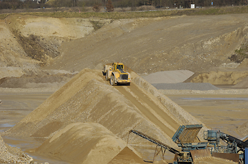 Image showing Yellow dump truck in mine