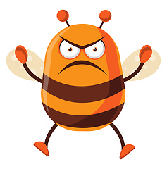 Image showing Bee is angry, illustration, vector on white background.