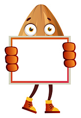 Image showing Almond has white board in his hands, illustration, vector on whi