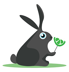 Image showing Hare with fruit lollipop, vector or color illustration.