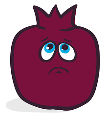 Image showing Sad pomegranate, vector or color illustration.