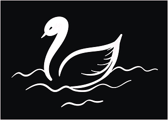 Image showing Swan silhouette image/White swan over black background viewed fr