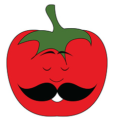 Image showing Emoji of a crazy man tomato, vector or color illustration. 