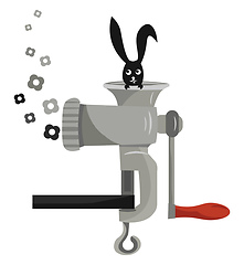 Image showing Hare in a meat grinder, vector or color illustration.