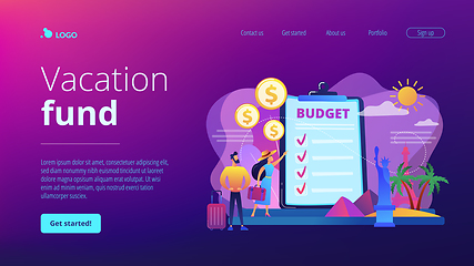 Image showing Vacation fund concept landing page.