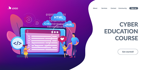 Image showing Computer programming camp concept landing page.