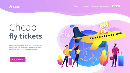 Image showing Low cost flights concept landing page