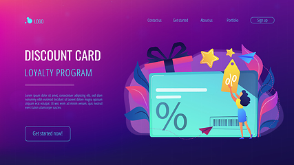 Image showing Discount and loyalty cardconcept landing page.