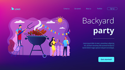 Image showing Backyard party concept landing page.