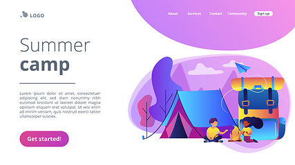 Image showing Summer camp concept landing page.