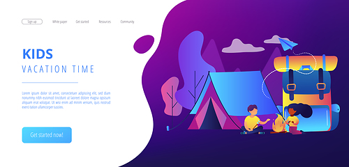 Image showing Summer camp concept landing page.