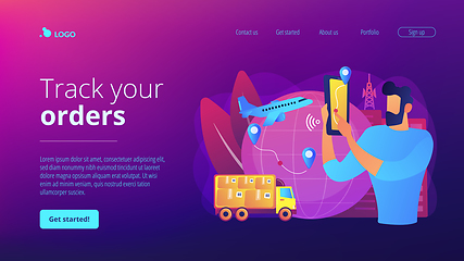 Image showing Smart delivery tracking concept landing page.