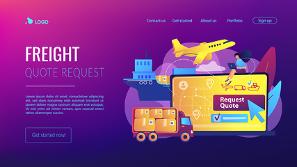 Image showing Freight quote request concept landing page