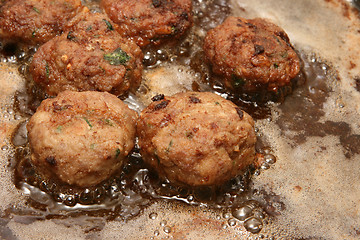 Image showing frying meatballs