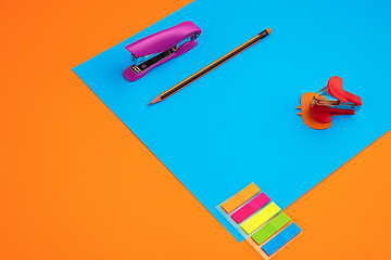 Image showing Stationery in bright pop colors with visual illusion effect, modern art