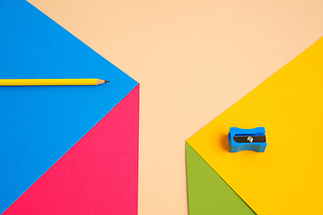 Image showing Stationery in bright pop colors with visual illusion effect, modern art