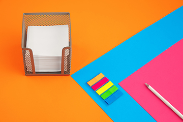 Image showing Stationery in bright pop colors with visual illusion effect, modern art