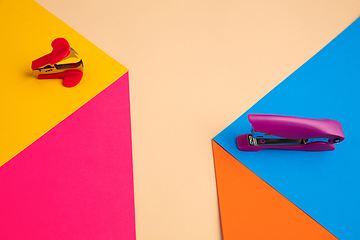 Image showing Stationery in bright pop colors with visual illusion effect, modern art