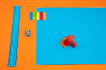 Image showing Stationery in bright pop colors with visual illusion effect, modern art