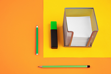 Image showing Stationery in bright pop colors with visual illusion effect, modern art