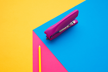 Image showing Stationery in bright pop colors with visual illusion effect, modern art