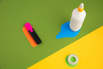 Image showing Stationery in bright pop colors with visual illusion effect, modern art