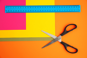 Image showing Stationery in bright pop colors with visual illusion effect, modern art