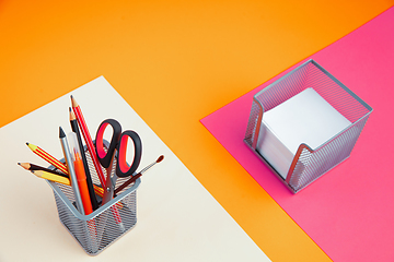 Image showing Stationery in bright pop colors with visual illusion effect, modern art