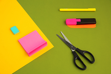 Image showing Stationery in bright pop colors with visual illusion effect, modern art