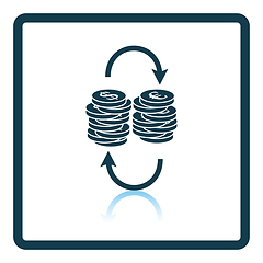 Image showing Dollar euro coins stack icon