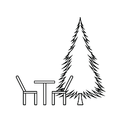 Image showing Icon of park seat and pine tree 