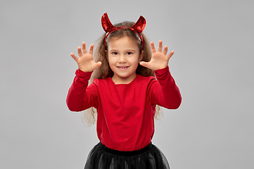 Image showing girl costume with devil's horns on halloween