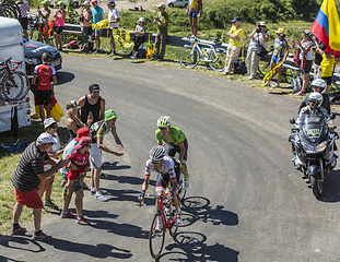 Image showing Two Cyclists in Jura Mountains - Tour de France 2016