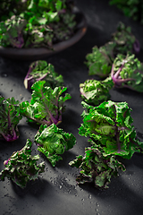 Image showing Kalette, kale sprouts or flower sprouts on black background