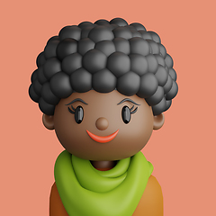 Image showing 3D cartoon avatar of smiling black woman.