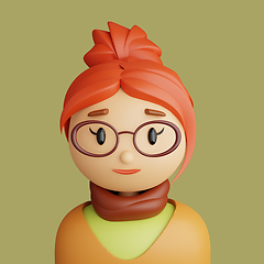 Image showing 3D cartoon avatar of smiling caucasian woman.