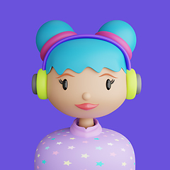 Image showing 3D cartoon avatar of smiling young caucasian woman.