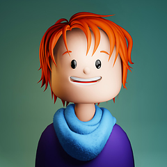 Image showing 3D cartoon avatar of smiling red haired young man