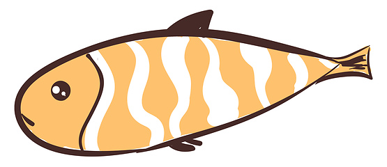 Image showing Long fish with brown and white color, curvy design, black fin, v