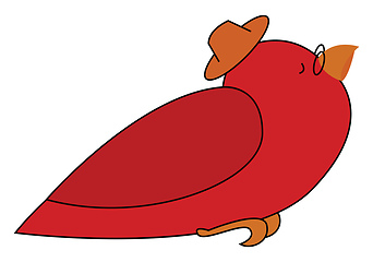 Image showing Image of bird in hat, vector or color illustration.