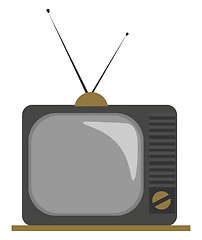 Image showing Clipart of an old fashioned TV with two attachable antennas set 