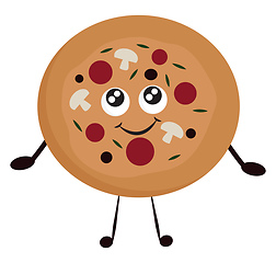 Image showing Cute pizza, vector or color illustration.