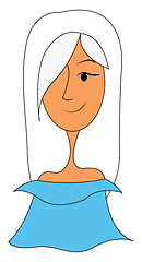 Image showing Clipart of a beautiful smiling girl having white hair, vector or