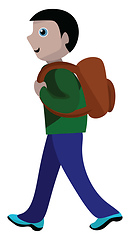 Image showing School going boy, vector or color illustration.